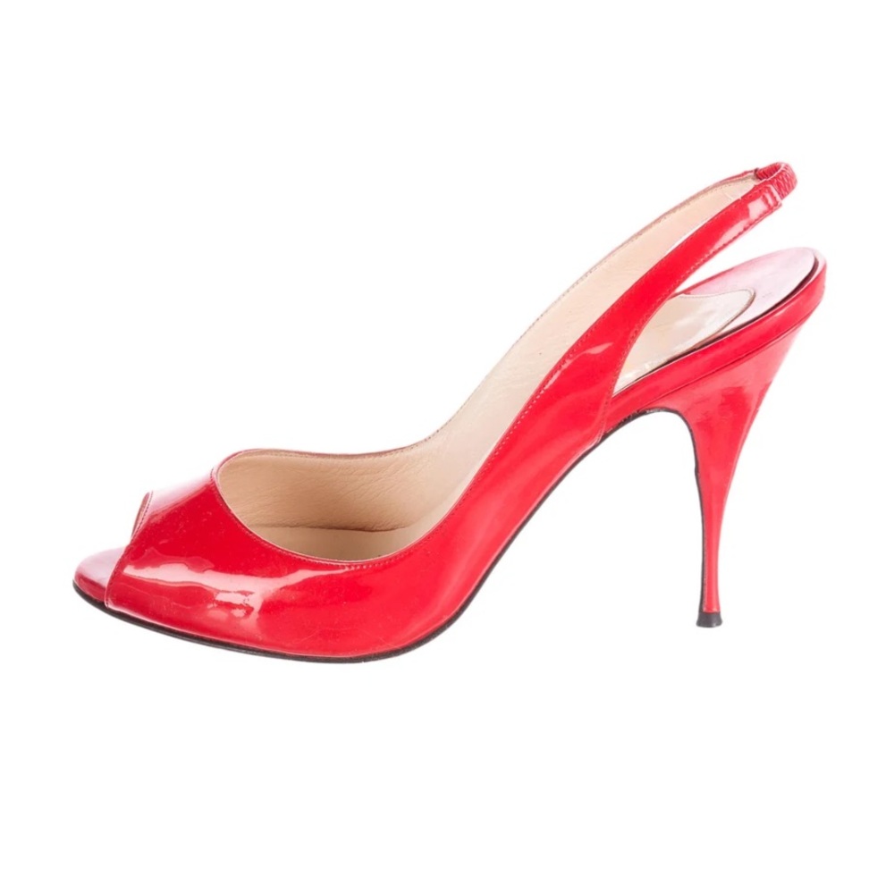 Christian Louboutin Size 39  Gamma Talon Peep toe pumps heels red patent leather